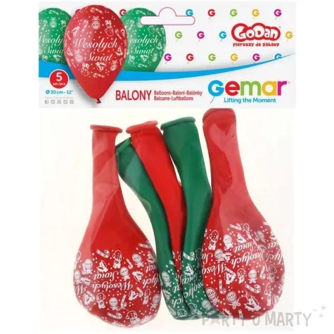 balony wesolych swiat czerwone i zielone gemar 12 5 szt