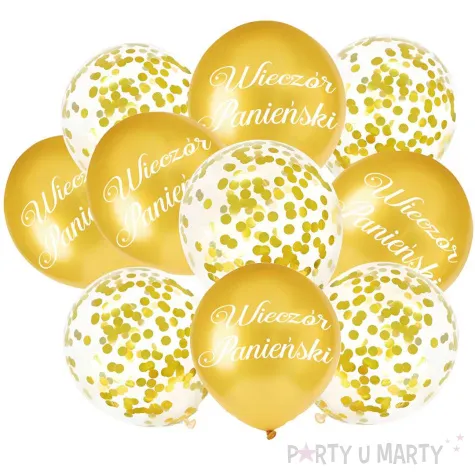 balony wieczor panienski konfetti zloty partypal 12 10 szt