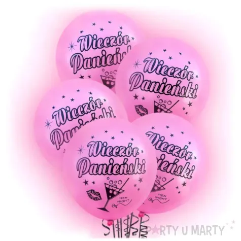 balony wieczor panienski swiecace 12 rozowy dekoracjepolska 5 szt