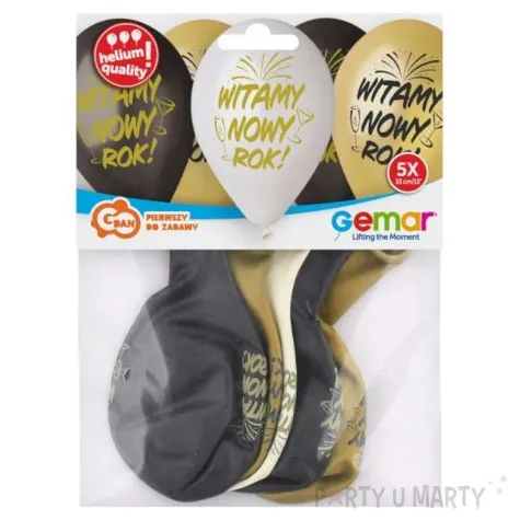 balony witamy nowy rok zloty mix gemar 13 5 szt