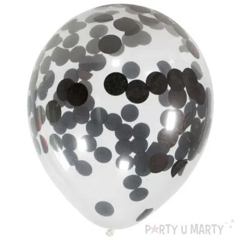 balony z konfetti classic czarne folat 12 4 szt