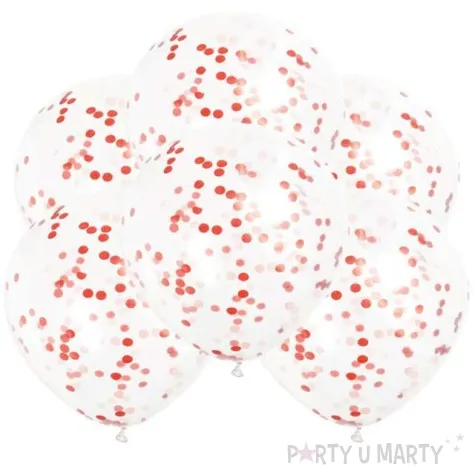 balony z konfetti classic czerwone unique 12 6 szt