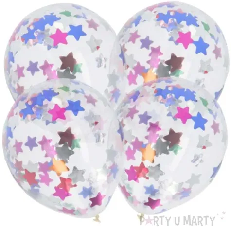 balony z konfetti classic gwiazdy mix folat 12 4 szt