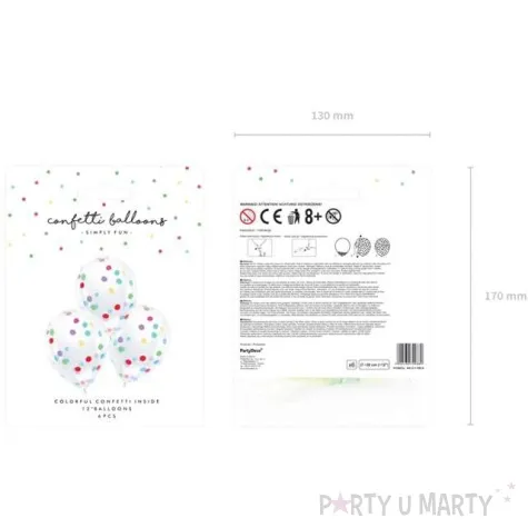 balony z konfetti classic mix partydeco 12 6 szt