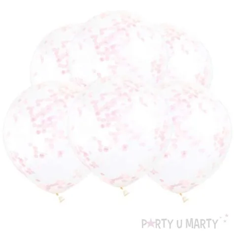 balony z konfetti classic rozowe unique 12 6 szt