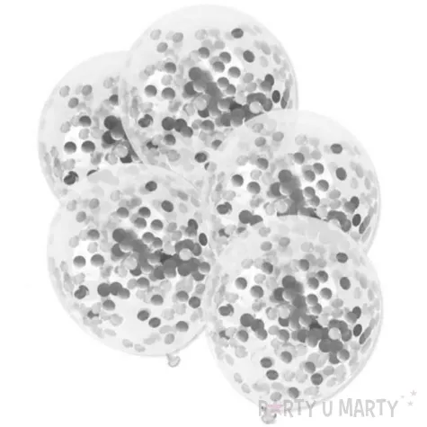 balony z konfetti classic srebrne dekoracjepolska 12 5 szt