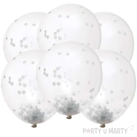 balony z konfetti classic srebrne unique 12 6 szt