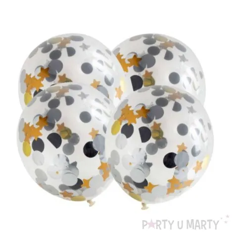 balony z konfetti classic zlote i srebrne folat 12 4 szt