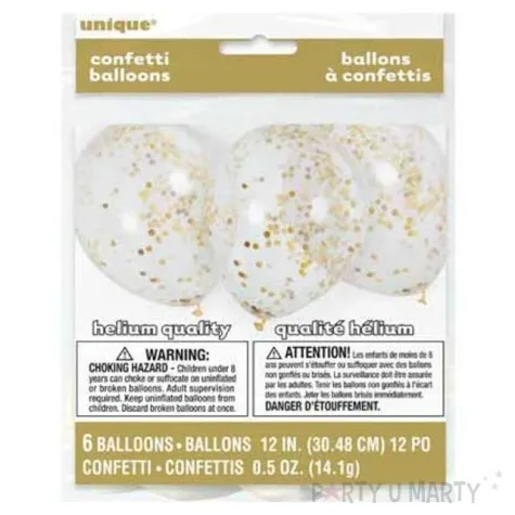 balony z konfetti classic zlote unique 12 6 szt