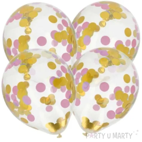 balony z konfetti classic zloto rozowe folat 12 4 szt