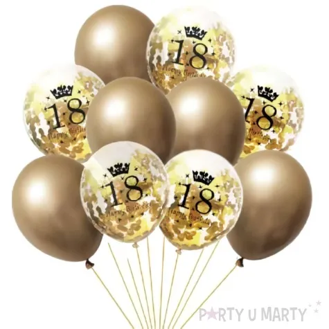 balony z konfetti happy birthday 18 mix z konfetti zloty jix 12 10 szt