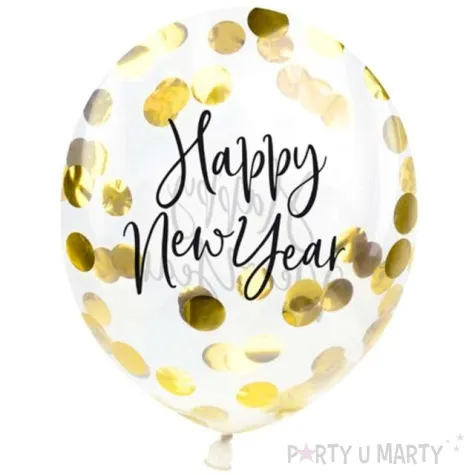 balony z konfetti happy new year zlote partydeco 11 3 szt
