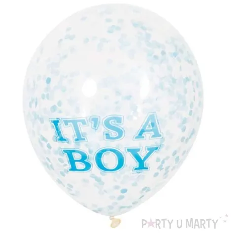 balony z konfetti its a boy niebieskie unique 12 6 szt