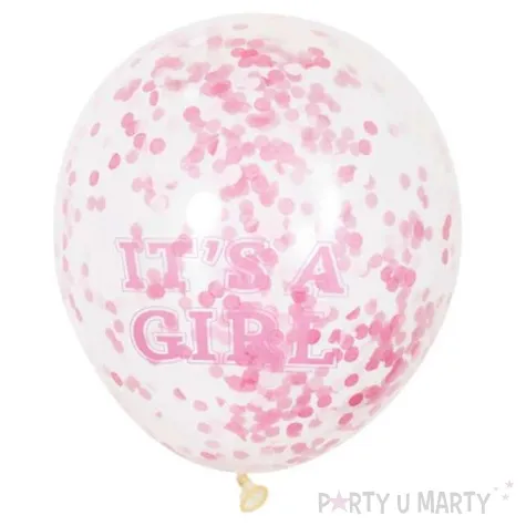 balony z konfetti its a girl rozowe unique 12 6 szt