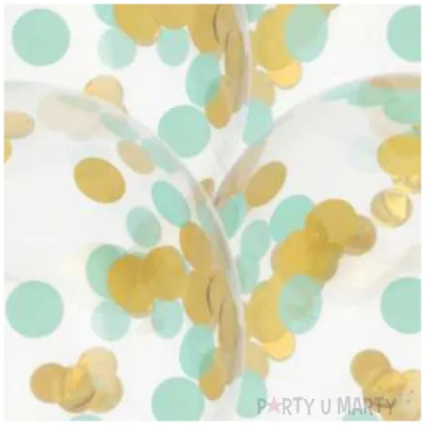 balony z konfetti lateks zloto mietowe folat 12 4 szt