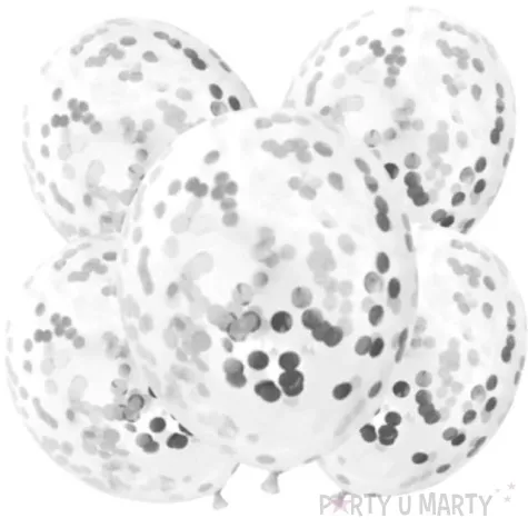 balony z konfetti transparentne srebrne partypal 12 5 szt