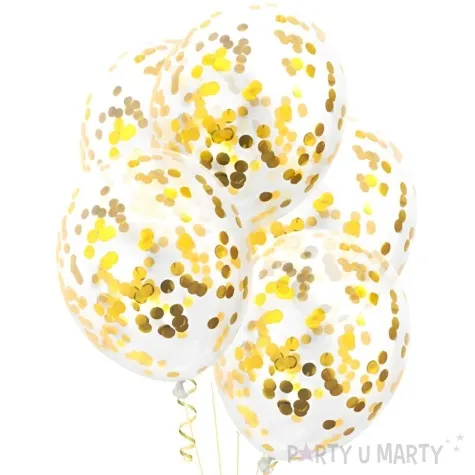 balony z konfetti transparentne zlote partypal 12 5 szt