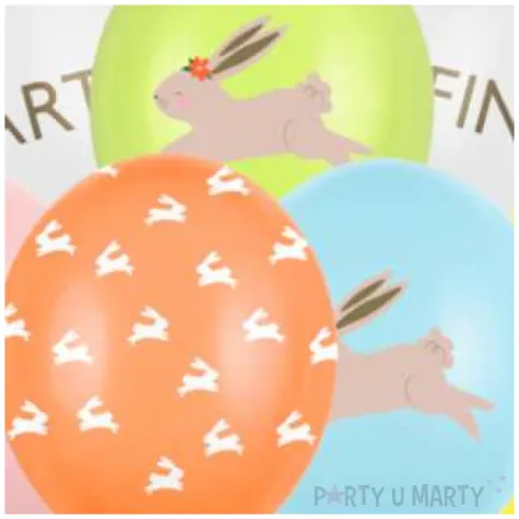 balony zajac wielkanoc pastel mix partydeco 12 7 szt