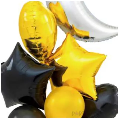 balony zestaw imprezowy czarno zloto srebrne partypal