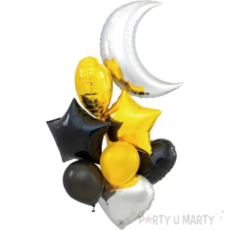 balony zestaw imprezowy czarno zloto srebrne partypal