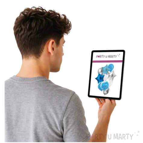 balony zestaw imprezowy its a boy bialo srebrno niebieski folat 10 szt