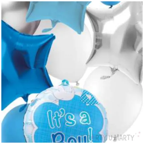 balony zestaw imprezowy its a boy bialo srebrno niebieski folat 10 szt
