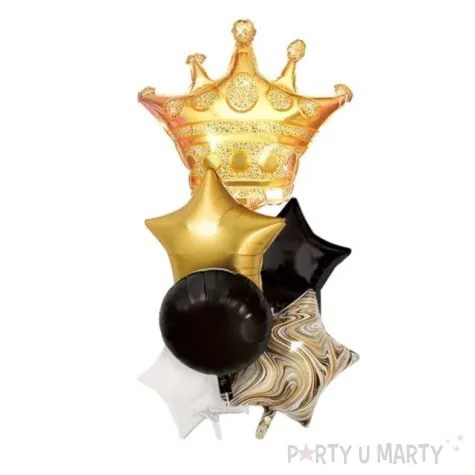 balony zestaw imprezowy z korona zloto czarny partypal
