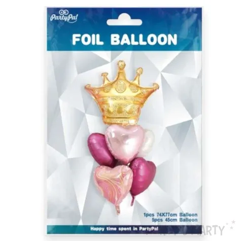 balony zestaw imprezowy z korona zloto rozowy partypal