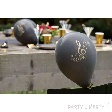 balony zlota plyta czarny santex 9 8 szt