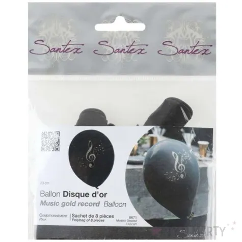 balony zlota plyta czarny santex 9 8 szt