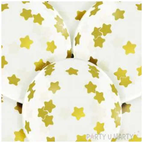 balony zlote gwiazdki transparentne belbal 12 6 szt