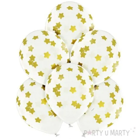 balony zlote gwiazdki transparentne belbal 12 6 szt