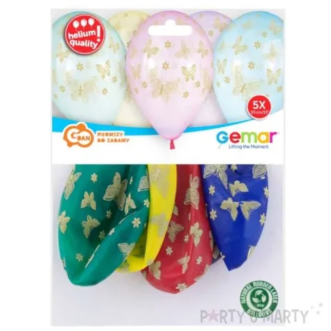 balony zlote motylki 13 gemar 5 szt