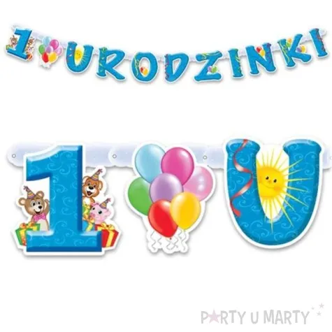baner 1 urodzinki blekitny 175 cm