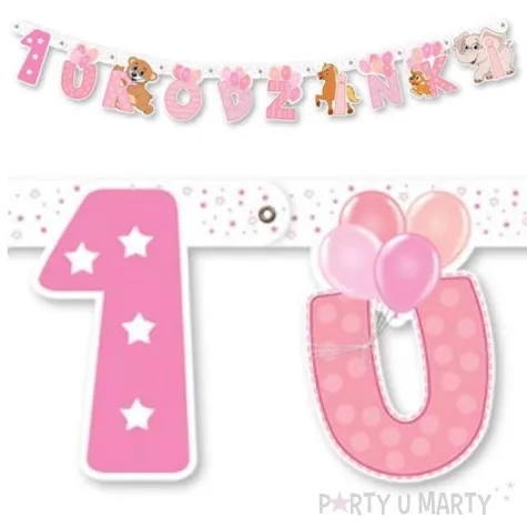 baner 1 urodzinki rozowy 159 cm