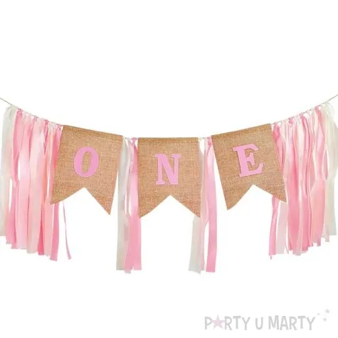 baner 1 urodziny one rozowe wstazeczki partypal