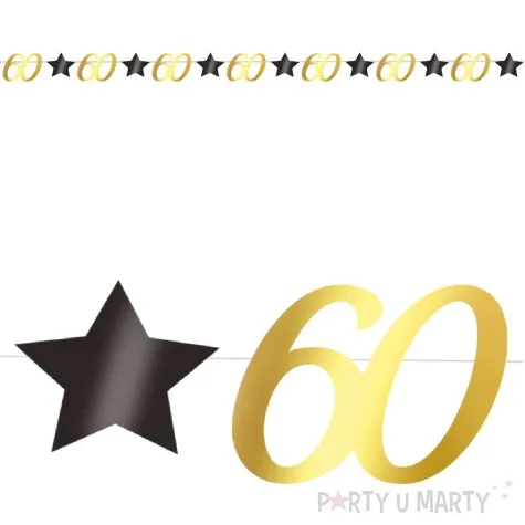 baner 60 urodziny gwiazdy czarno zloty guirca 3 m