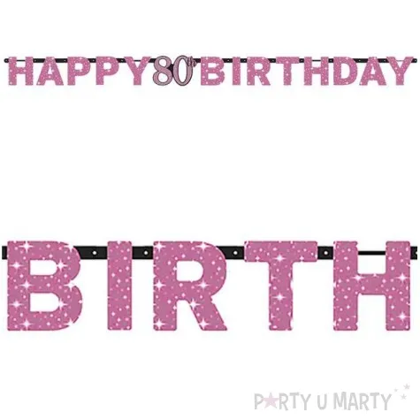 baner 80 urodziny sparkling celebrations pink amscan 213 cm