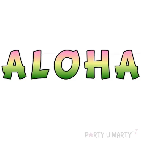 baner aloha z monstera i flamingiem rozowo zielona 1 5 m