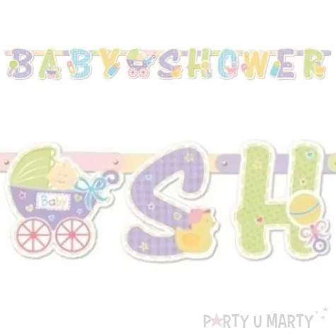baner baby shower dzieciece symbole pastel mix amscan 200 cm