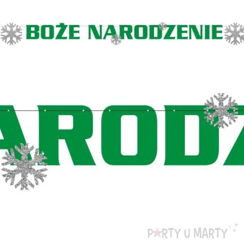 baner boze narodzenie z brokatem zielono srebrny 2 2 m
