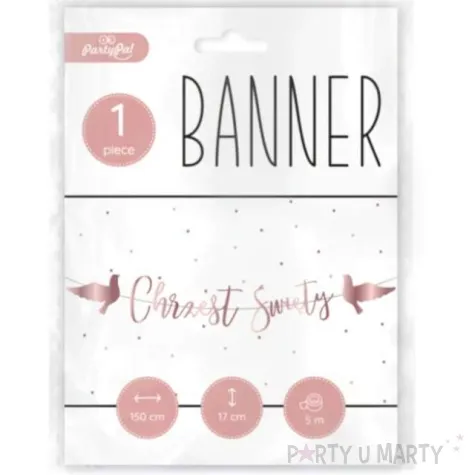 baner chrzest swiety golebie rozowo zloty partypal 150 cm