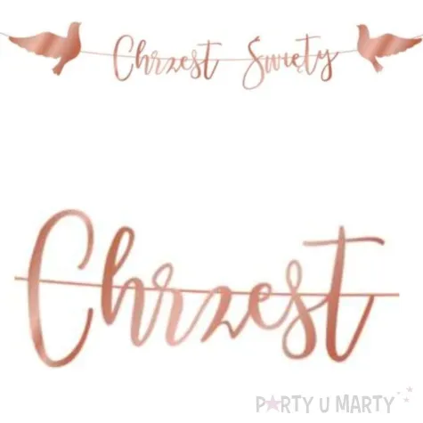 baner chrzest swiety golebie rozowo zloty partypal 150 cm