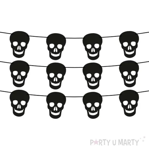 baner czaszki halloween czarny congee 5 m