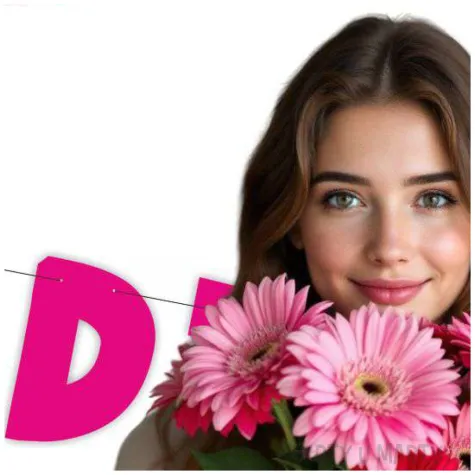 baner dekoracja do powieszenia na dzien kobiet gerbery fuksja 2 m