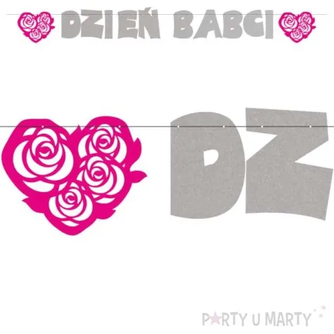 baner dzien babci rozowo srebrny 2 2 m
