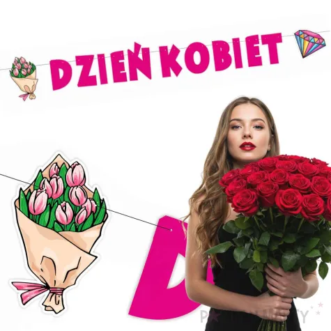 baner dzien kobiet kwiaty i diament fuksja 2 0 m
