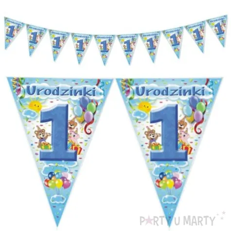 baner flagi 1 urodzinki blekitny 2 m
