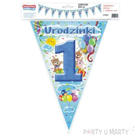 baner flagi 1 urodzinki blekitny 2 m