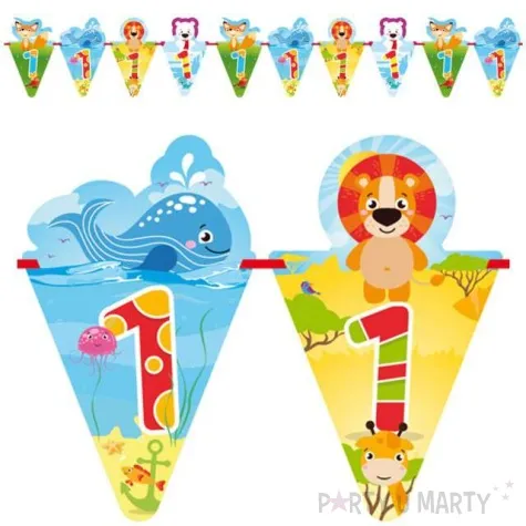 baner flagi 1 urodziny zwierzatka folat 600 cm